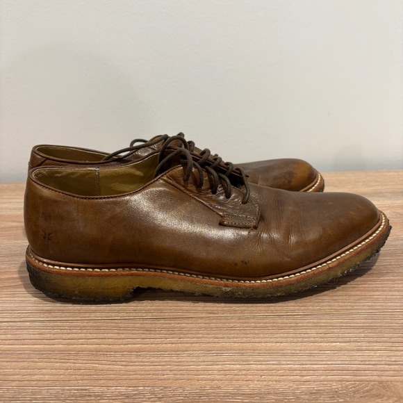 Frye John A Frye James Crepe Leather Oxford Mens Brown 10.5 D Derby Shoes 84608 main image 8